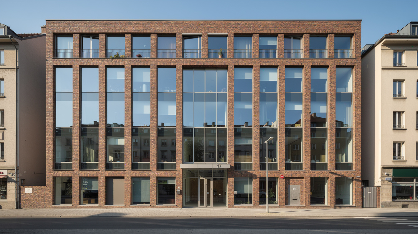 Modern office building facade in a European city